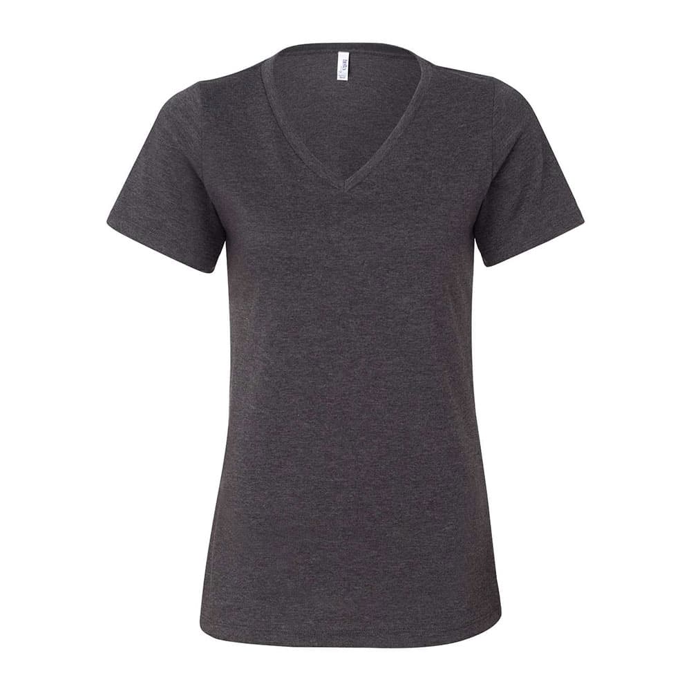 CUSTOM BELLA + CANVAS WOMENS RELAXED HEATHER CVC V-NECK TEE