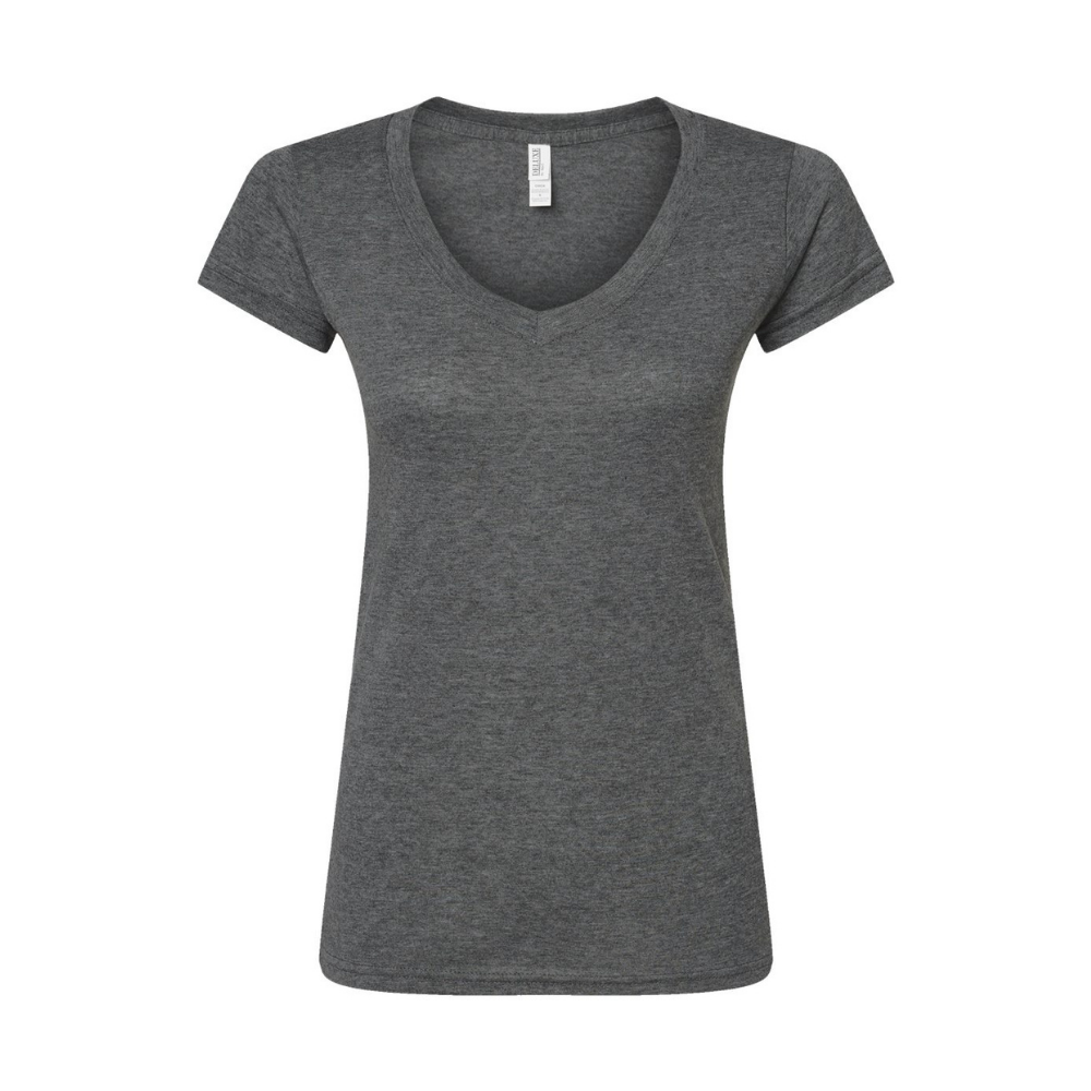 CUSTOM M&O WOMEN'S DELUXE BLEND V-NECK T-SHIRT