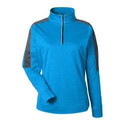 CUSTOM CORE365 WOMENS MARKET SNAG PROTECT MESH COLORBLOCK QUARTER-ZIP PULLOVER CUSTOM CORE365 WOMENS MARKET SNAG PROTECT MESH COLORBLOCK QUARTER-ZIP PULLOVER
