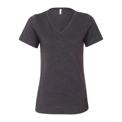 CUSTOM BELLA + CANVAS WOMENS RELAXED HEATHER CVC V-NECK TEE
