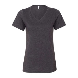CUSTOM BELLA + CANVAS WOMENS RELAXED HEATHER CVC V-NECK TEE