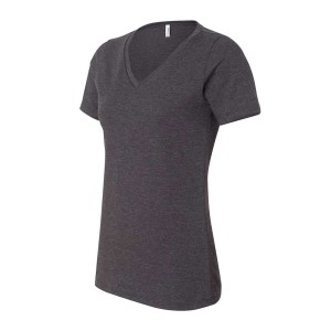CUSTOM BELLA + CANVAS WOMENS RELAXED HEATHER CVC V-NECK TEE LEFT