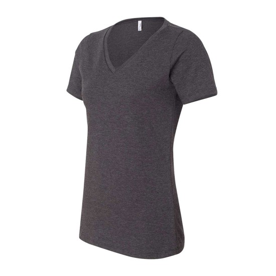 CUSTOM BELLA + CANVAS WOMENS RELAXED HEATHER CVC V-NECK TEE