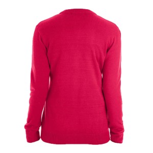 HARRITON WOMENS PIBLOC V-NECK BUTTON CARDIGAN SWEATER BACK