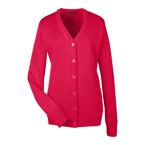 CUSTOM HARRITON WOMENS PIBLOC™ V-NECK BUTTON CARDIGAN SWEATER
