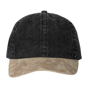 Washed Denim Mega Cap with Suede Bill Front