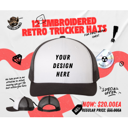12 EMBROIDERED RETRO TRUCKER CAPS 12 EMBROIDERED RETRO TRUCKER CAPS