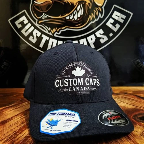 Perma-twill cap application. When #embroidery is too detailed, this textured patch is a great substitute! No additional charges for 20+ caps. Nominal setup fee for less. No minimums. #customcaps
