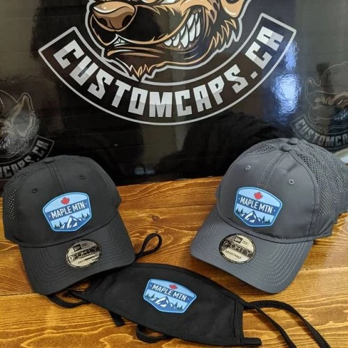 Another great Perma-twill example. This time on neweracap Performance in black & grey. These patches work well on our health #masks also! #nominimums #customcaps #9FORTY