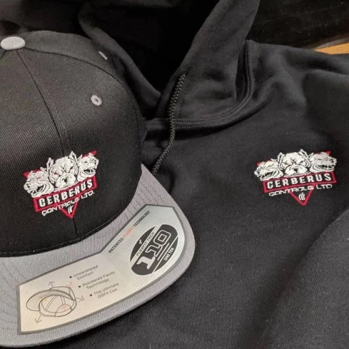 This customer chose to add the hoodie option to his order, and we think this set looks awesome! #customcaps #embroidery #hoodies #flexfit #gildan
