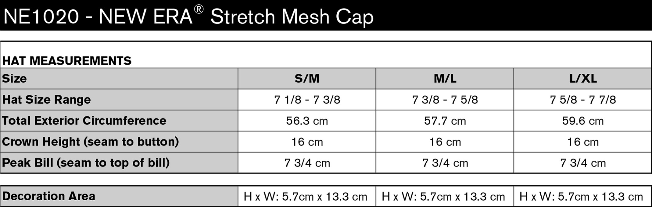 New Era Stretch Mesh Cap Specs Sheet